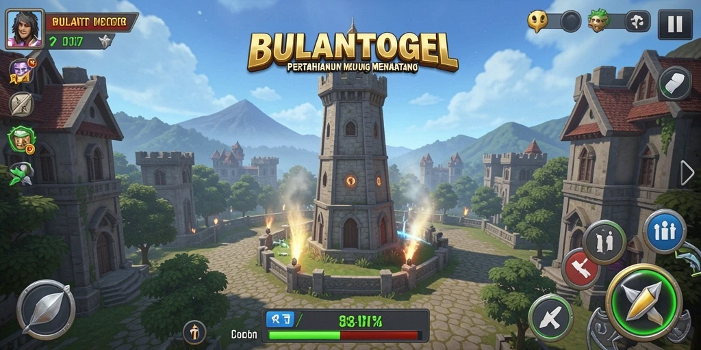 Tangkapan layar gameplay menunjukkan pertahanan menara yang epik.
