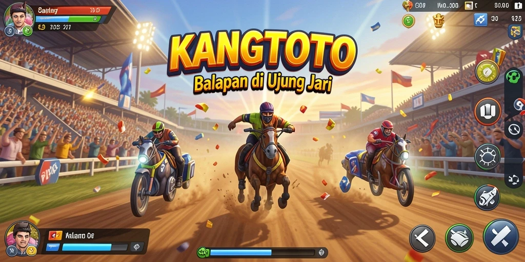 Tampilan gameplay KANGTOTO yang menegangkan dan seru dalam balapan.
