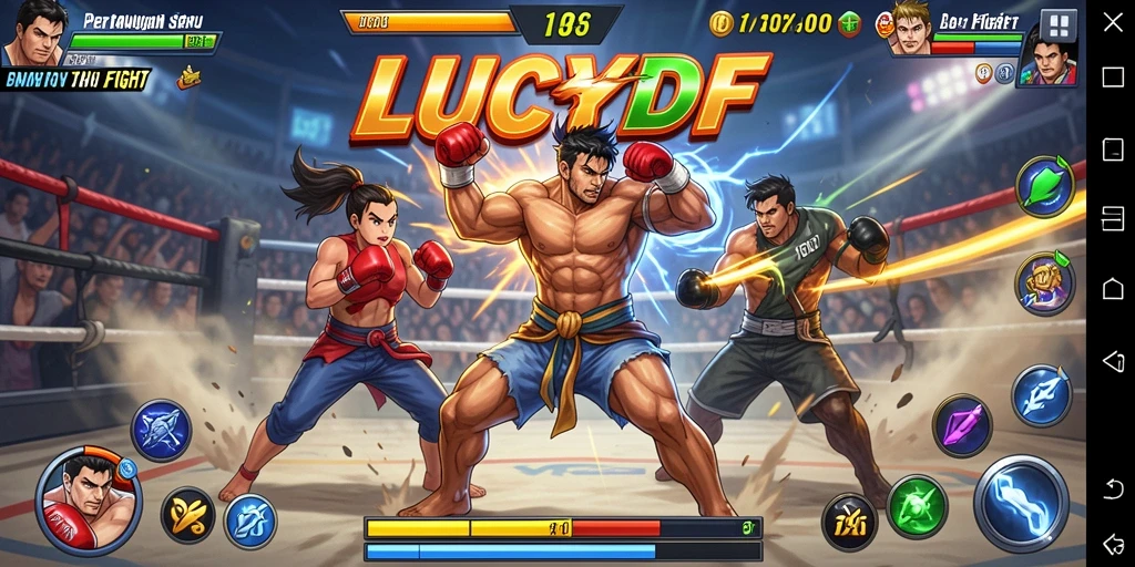 Screenshot tindakan pertarungan mendebarkan di LUCKYDF.