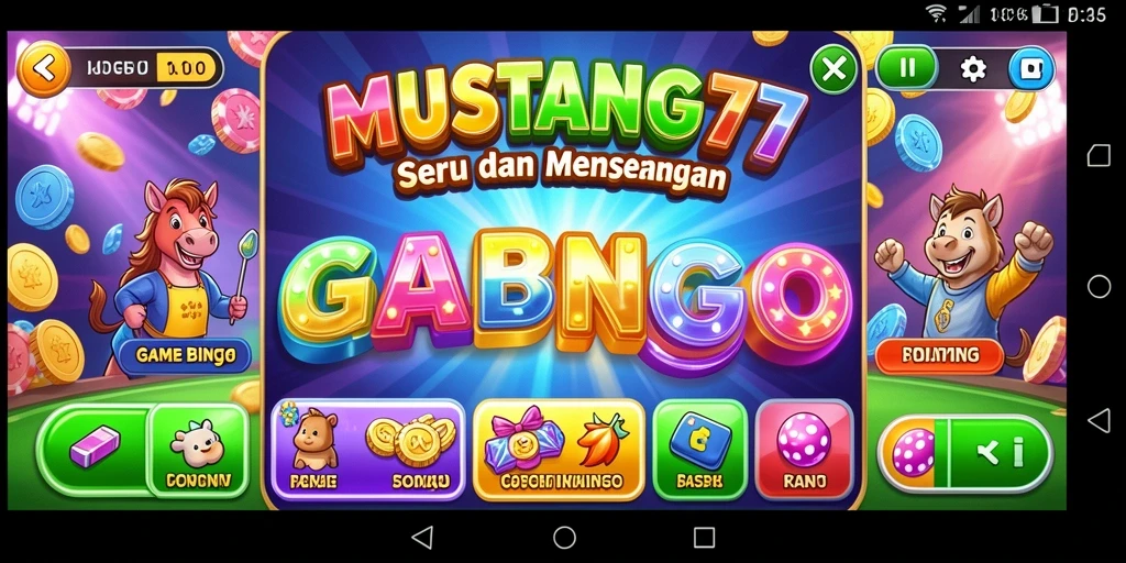 Tampilan gameplay menarik dari MUSTANG77 saat bermain Bingo dengan teman.