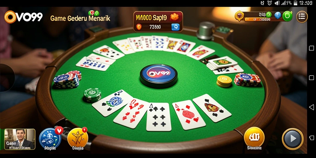 Tampilan gameplay seru dalam OVO99 saat bermain Gaple.