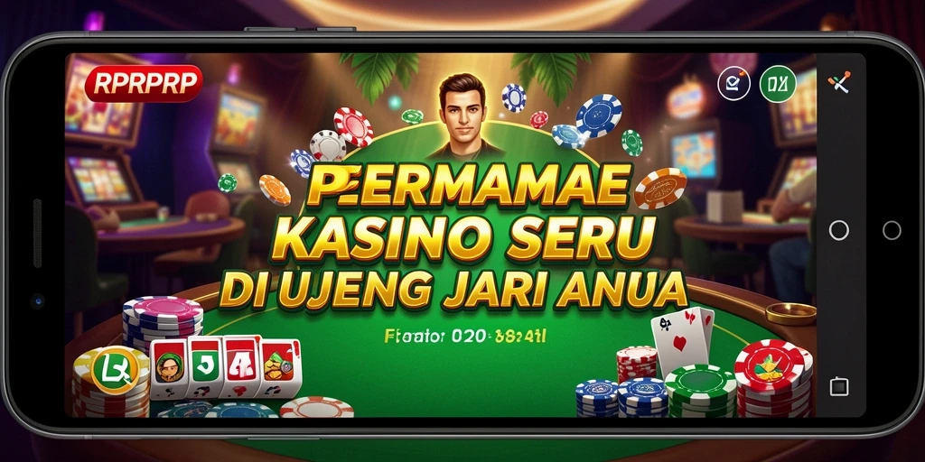 Screenshot gameplay RPRPRP yang menampilkan suasana kasino yang menyenangkan.